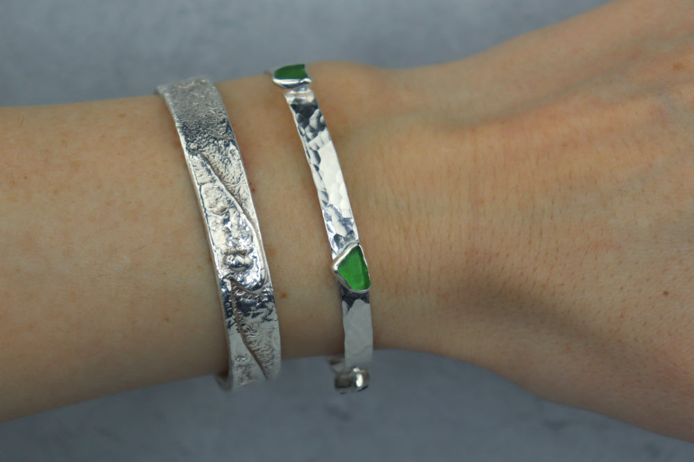 Welsh Sea Glass Sterling Silver Cuff