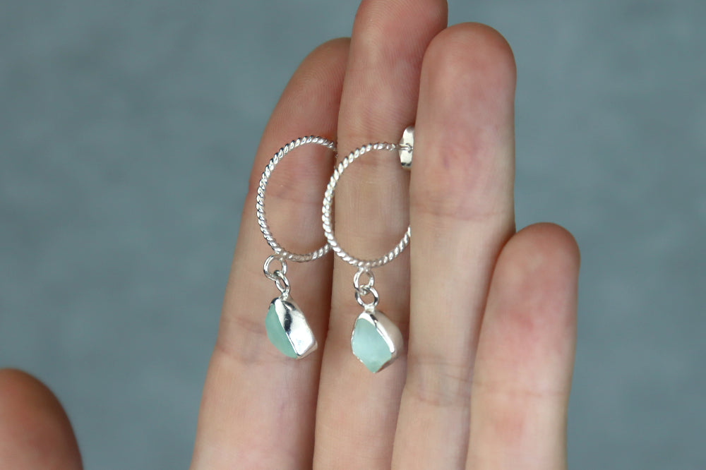 Welsh Sea Glass Hoop Earrings