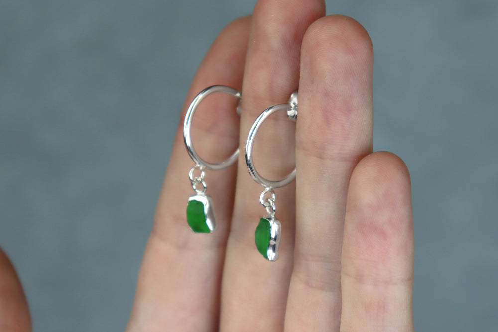 Welsh Sea Glass Hoop Earrings