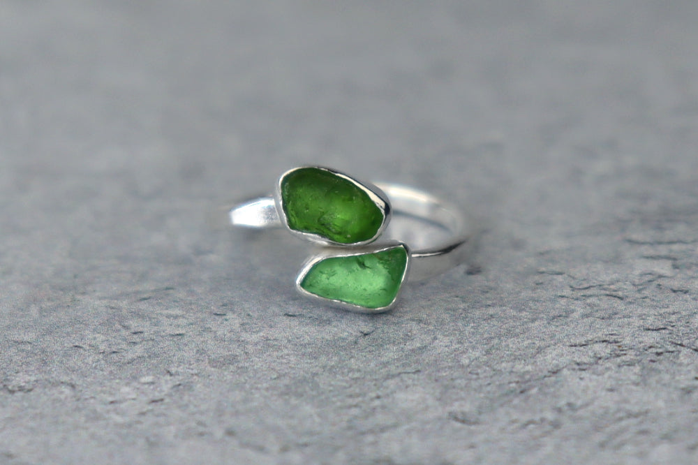 UK Size L Welsh Sea Glass Ring