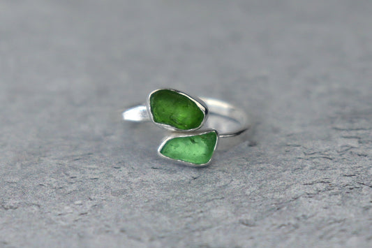 UK Size L Welsh Sea Glass Ring