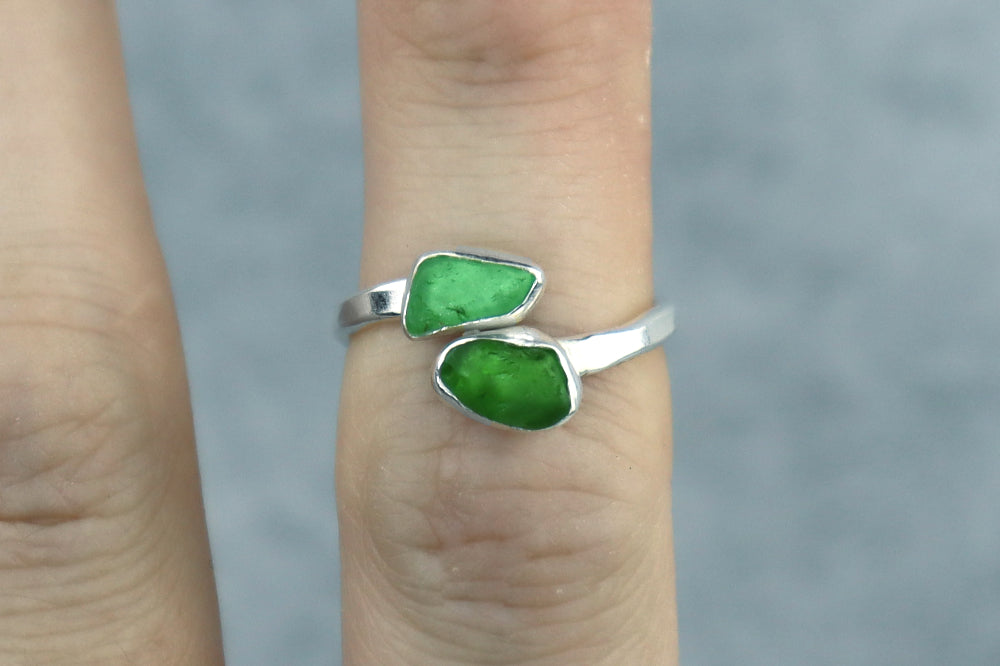UK Size L Welsh Sea Glass Ring