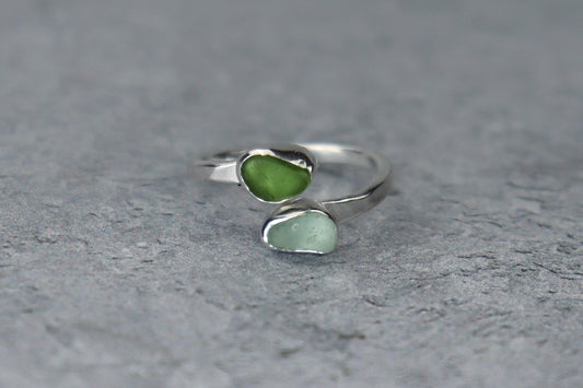 UK Size R Welsh Sea Glass Ring