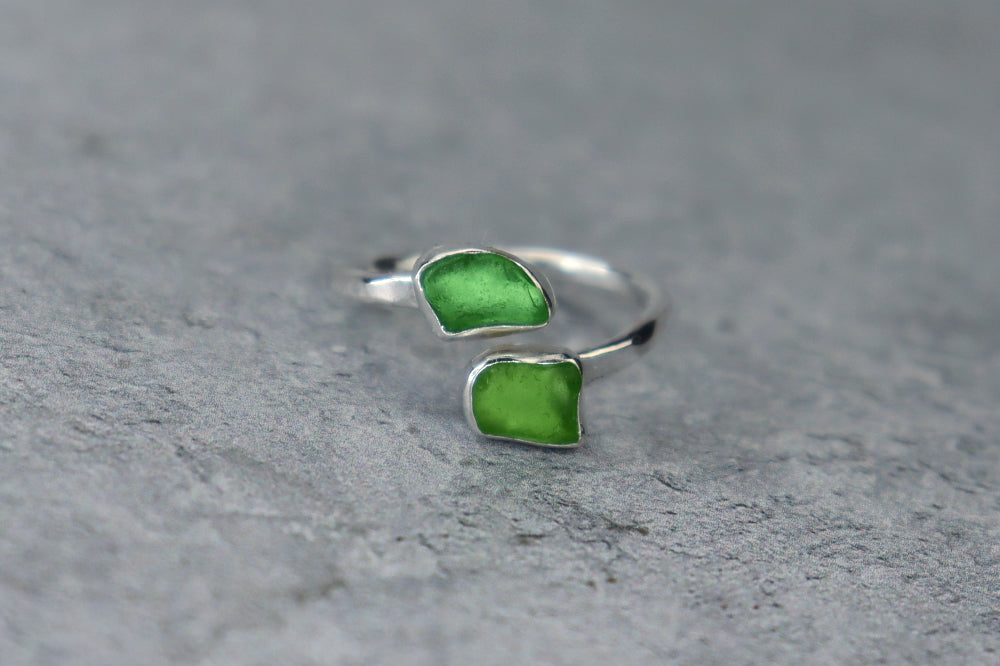 UK Size P Welsh Sea Glass Ring