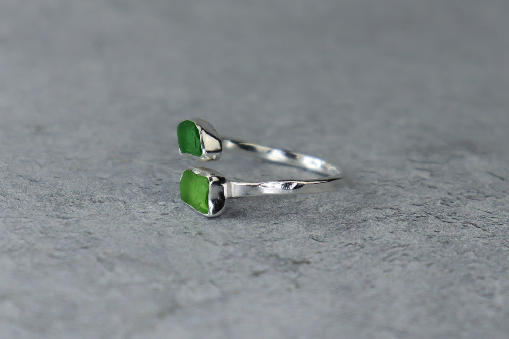 UK Size P Welsh Sea Glass Ring