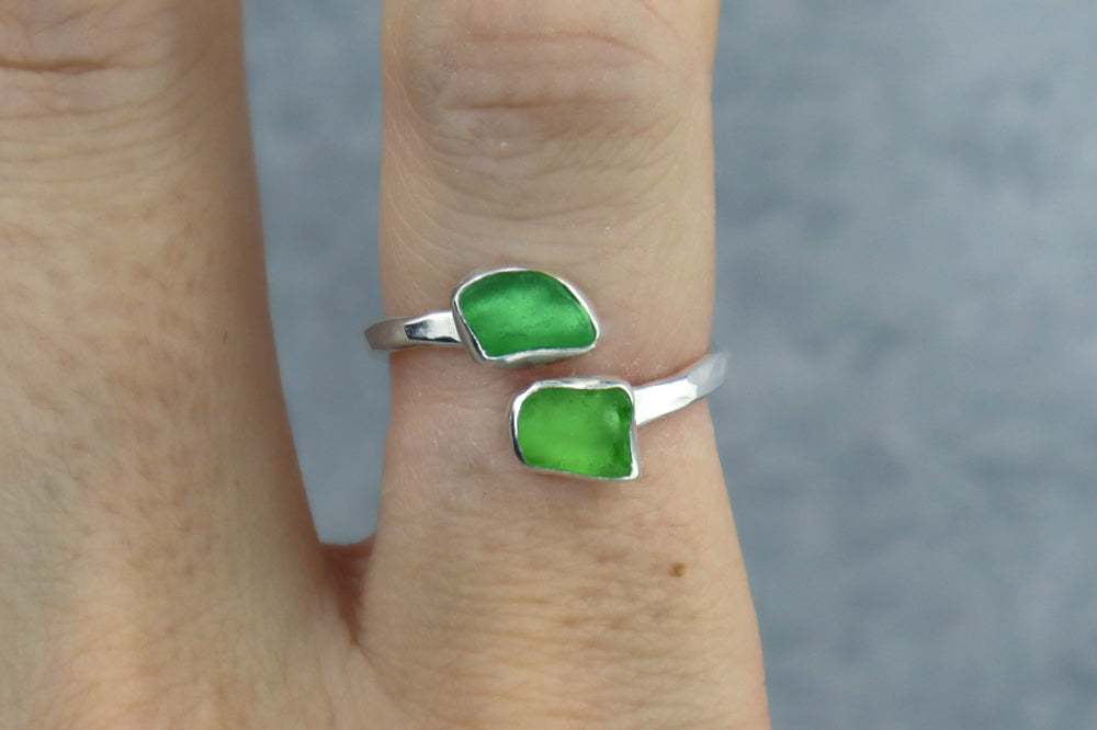 UK Size P Welsh Sea Glass Ring