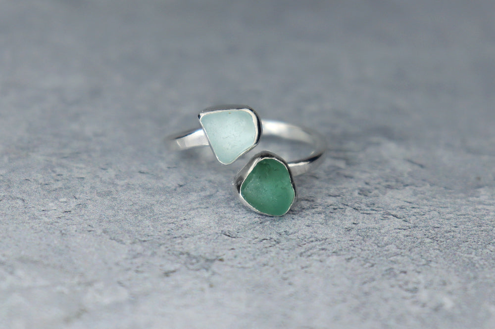 UK Size Q/R Welsh Sea Glass Ring