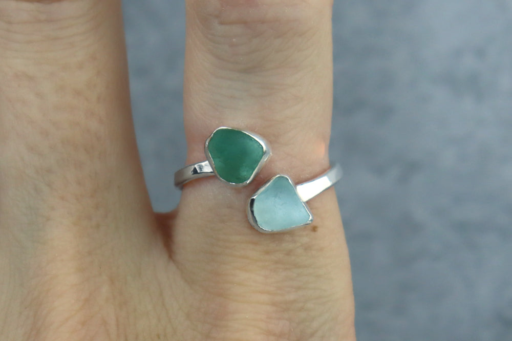 UK Size Q/R Welsh Sea Glass Ring