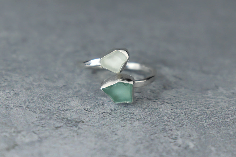 UK Size R Welsh Sea Glass Ring