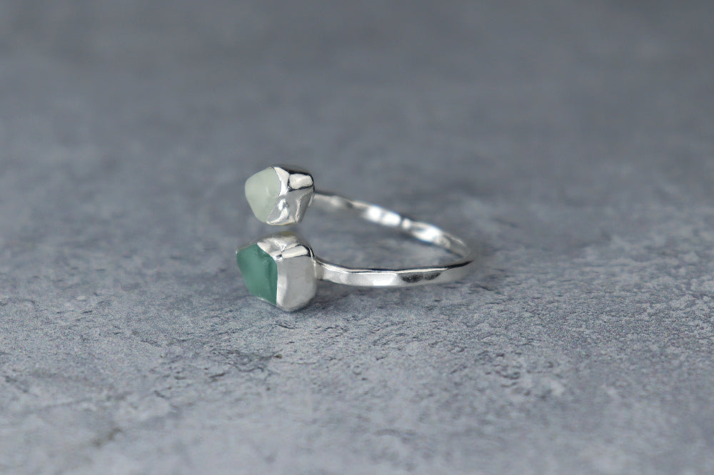 UK Size R Welsh Sea Glass Ring