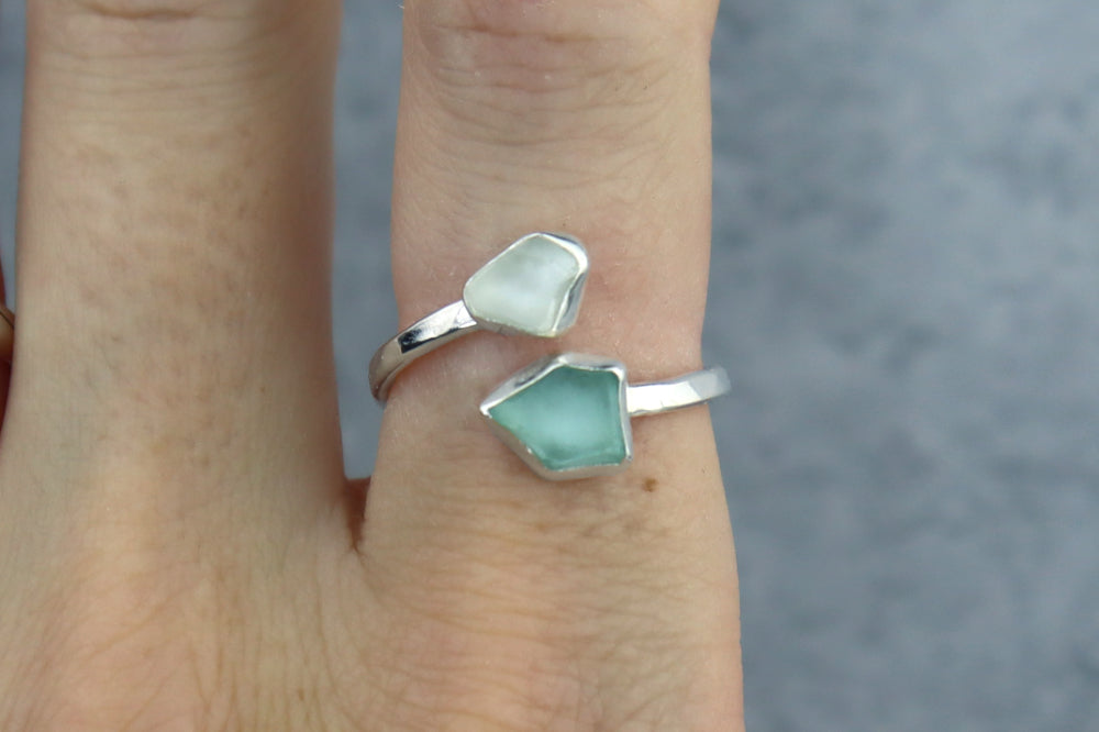 UK Size R Welsh Sea Glass Ring