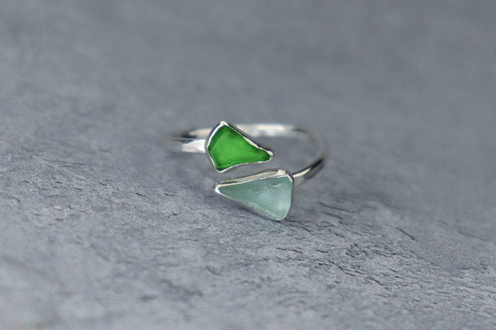 UK Size U/V Welsh Sea Glass Ring