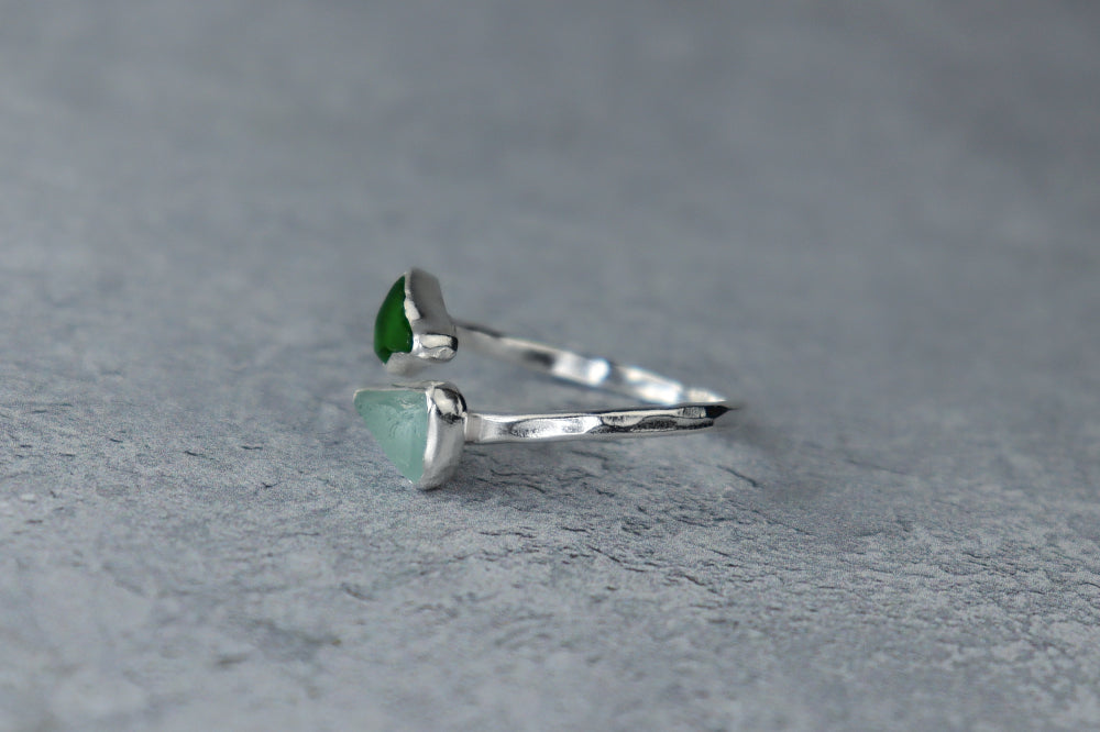 UK Size U/V Welsh Sea Glass Ring