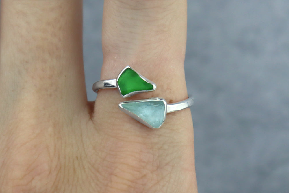 UK Size U/V Welsh Sea Glass Ring