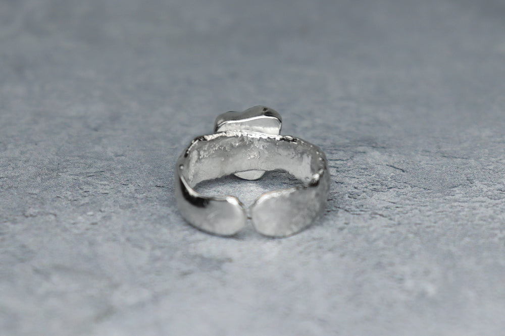 UK Size Q/R Reticulated Welsh Sea Glass Ring