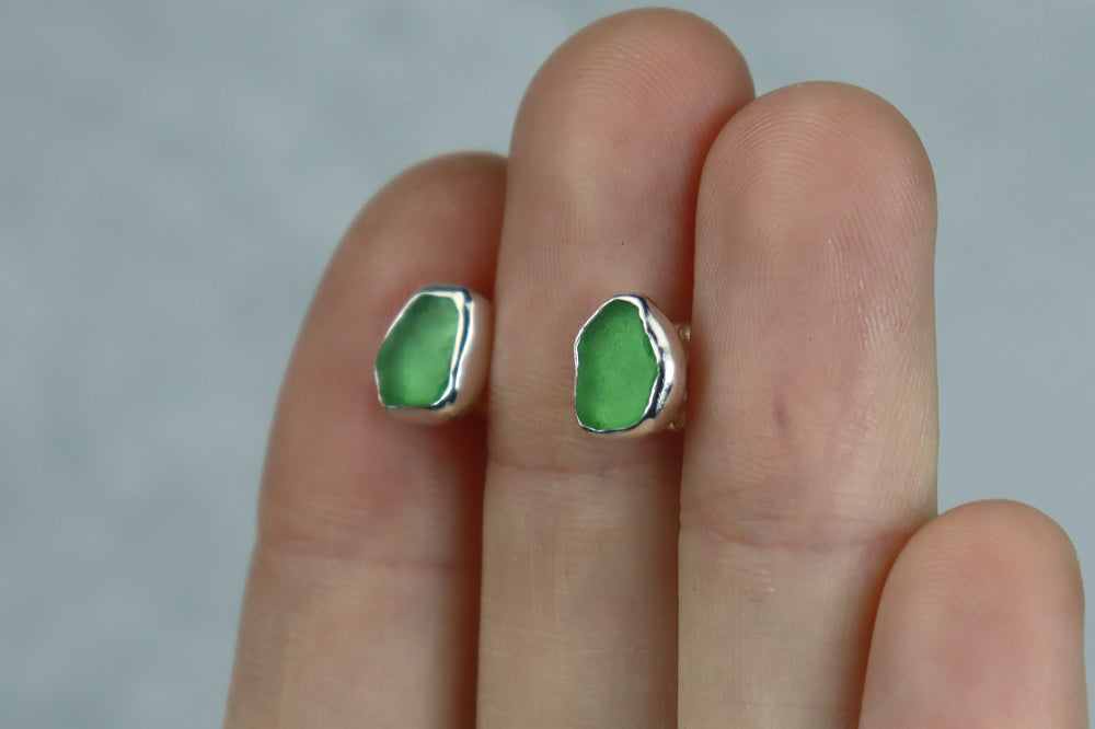 Welsh Sea Glass Stud Earrings