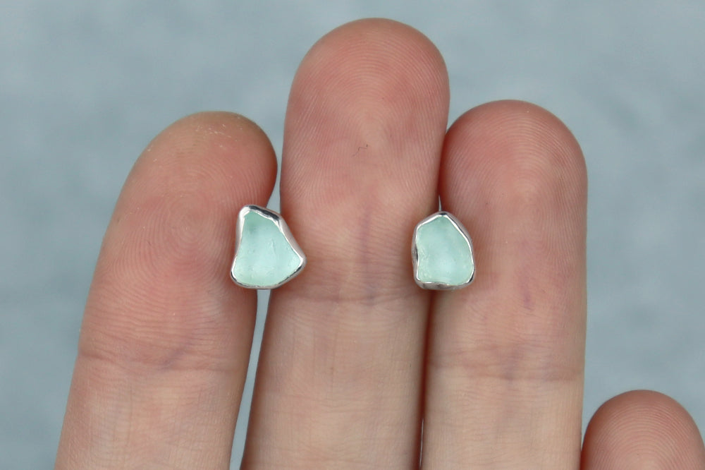 Welsh Sea Glass Stud Earrings