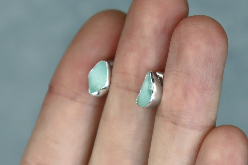 Welsh Sea Glass Stud Earrings