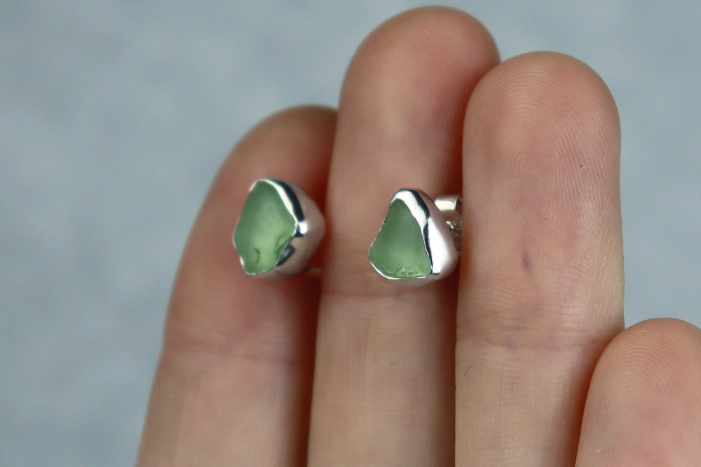 Welsh Sea Glass Stud Earrings