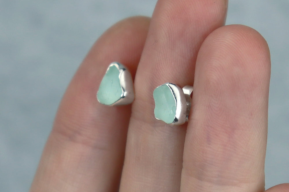 Welsh Sea Glass Stud Earrings