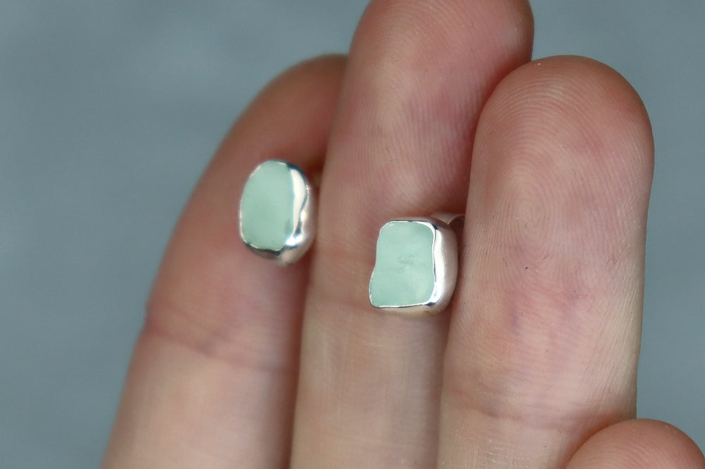 Welsh Sea Glass Stud Earrings