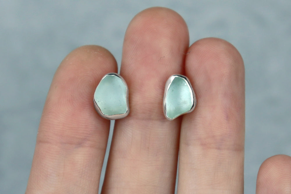 Welsh Sea Glass Stud Earrings