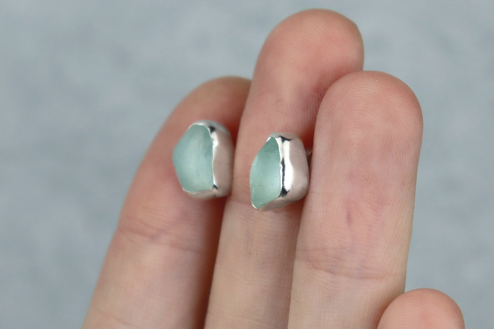 Welsh Sea Glass Stud Earrings