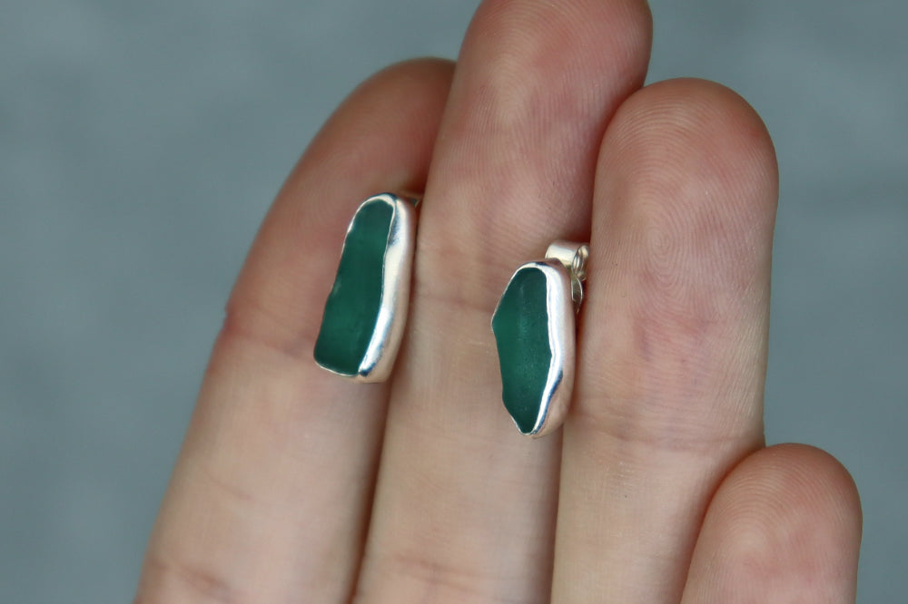 Welsh Sea Glass Stud Earrings
