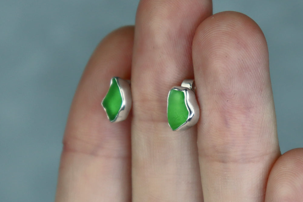 Welsh Sea Glass Stud Earrings