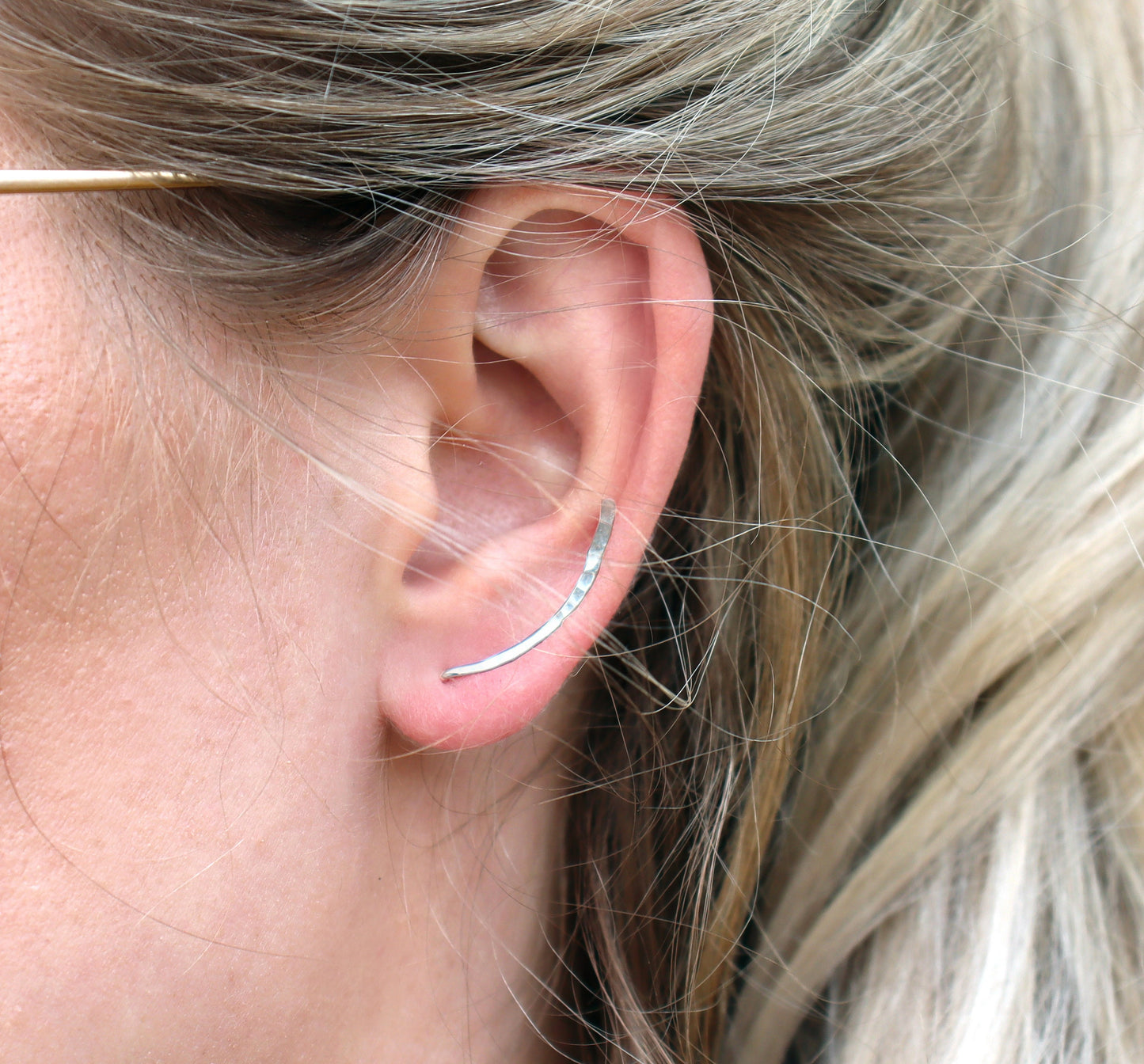 Hammered Ear Climbers Pair Sterling Silver