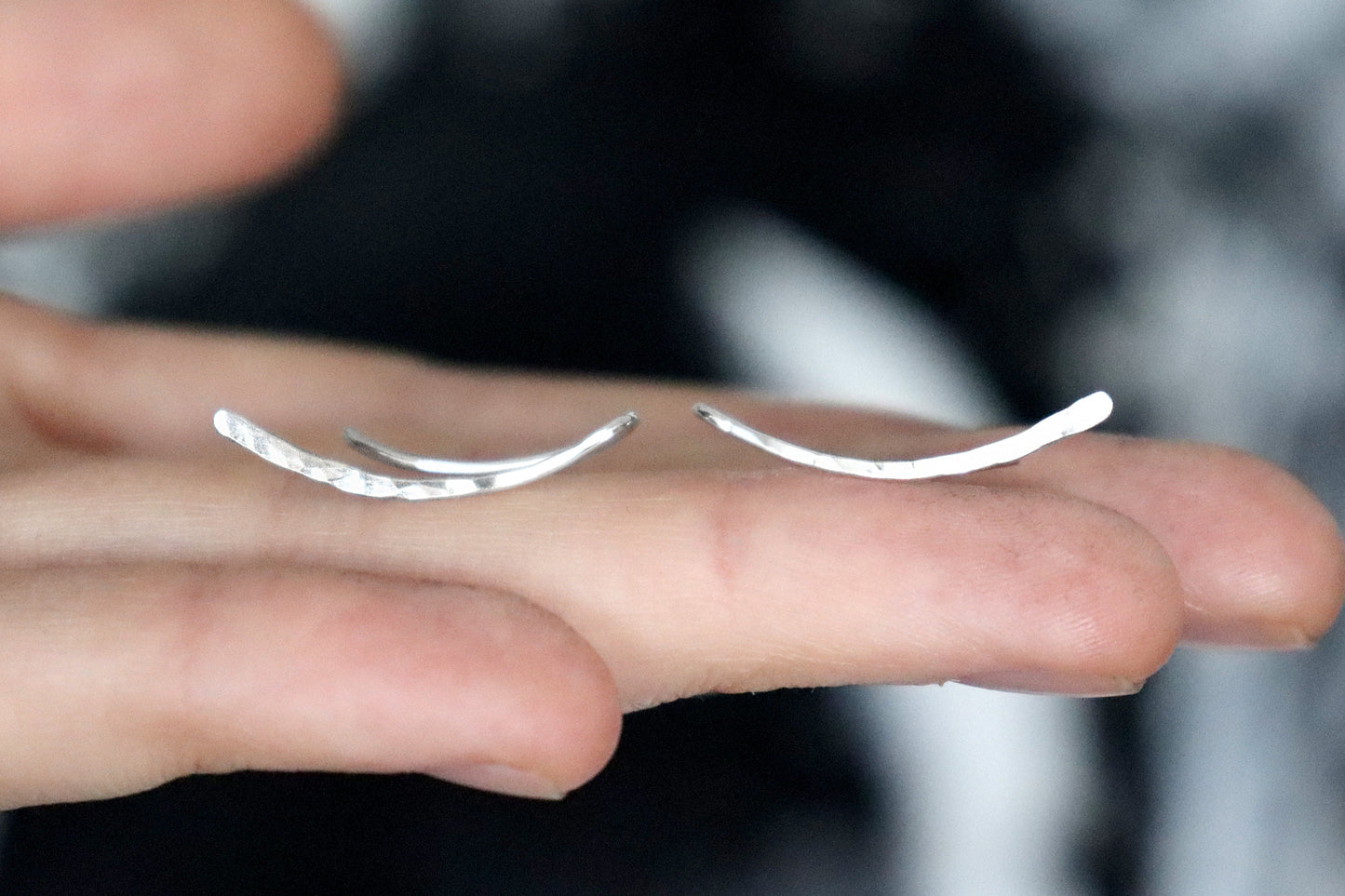 Hammered Ear Climbers Pair Sterling Silver