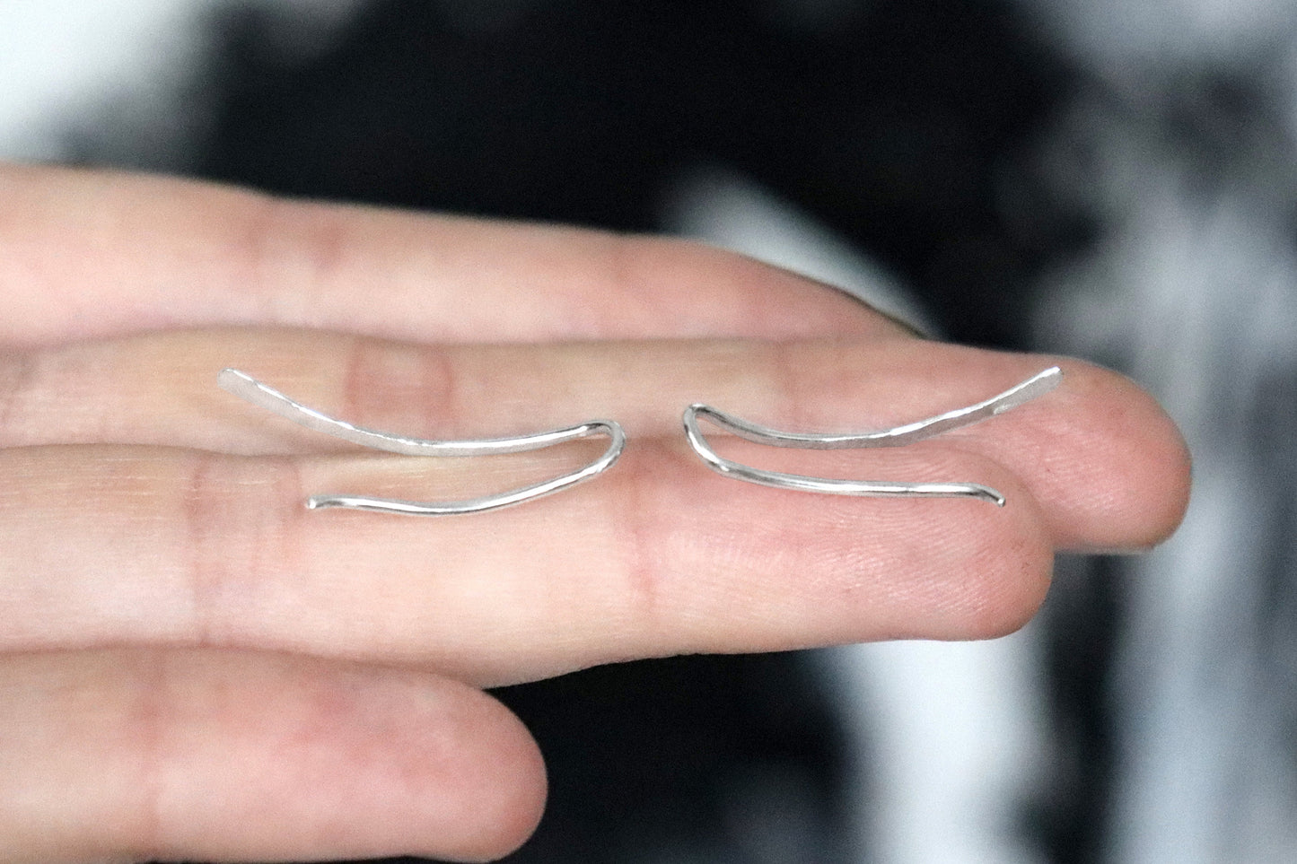 Hammered Ear Climbers Pair Sterling Silver