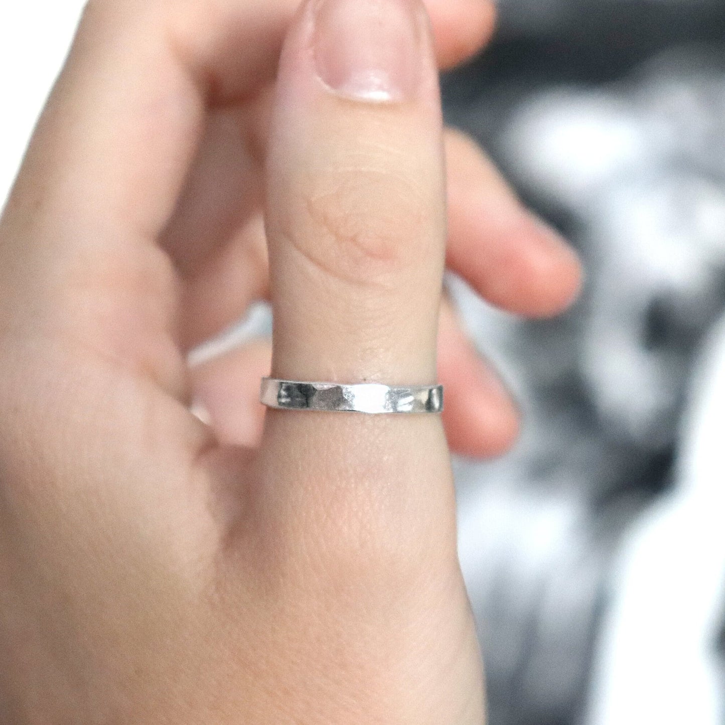 3mm Hammered Sterling Silver Band