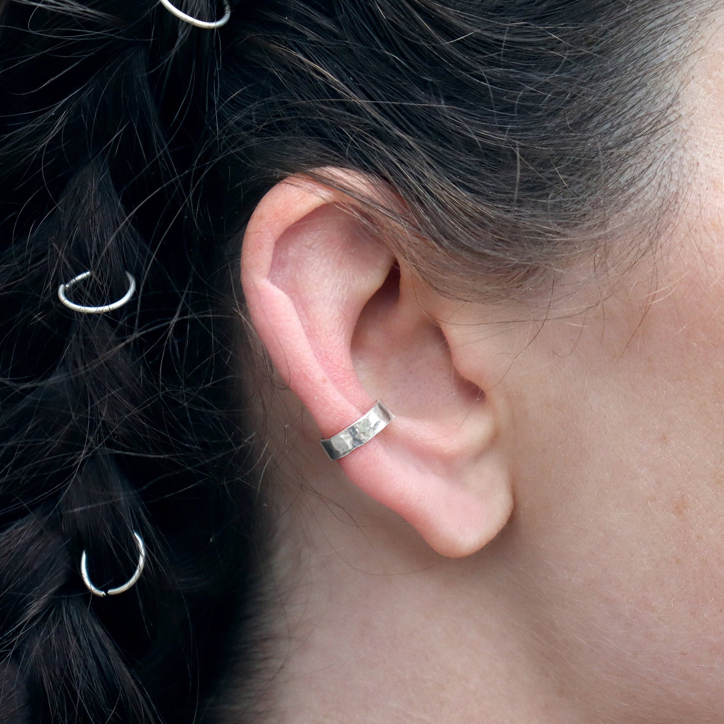 3mm Hammered Conch Ear Cuff Sterling Silver