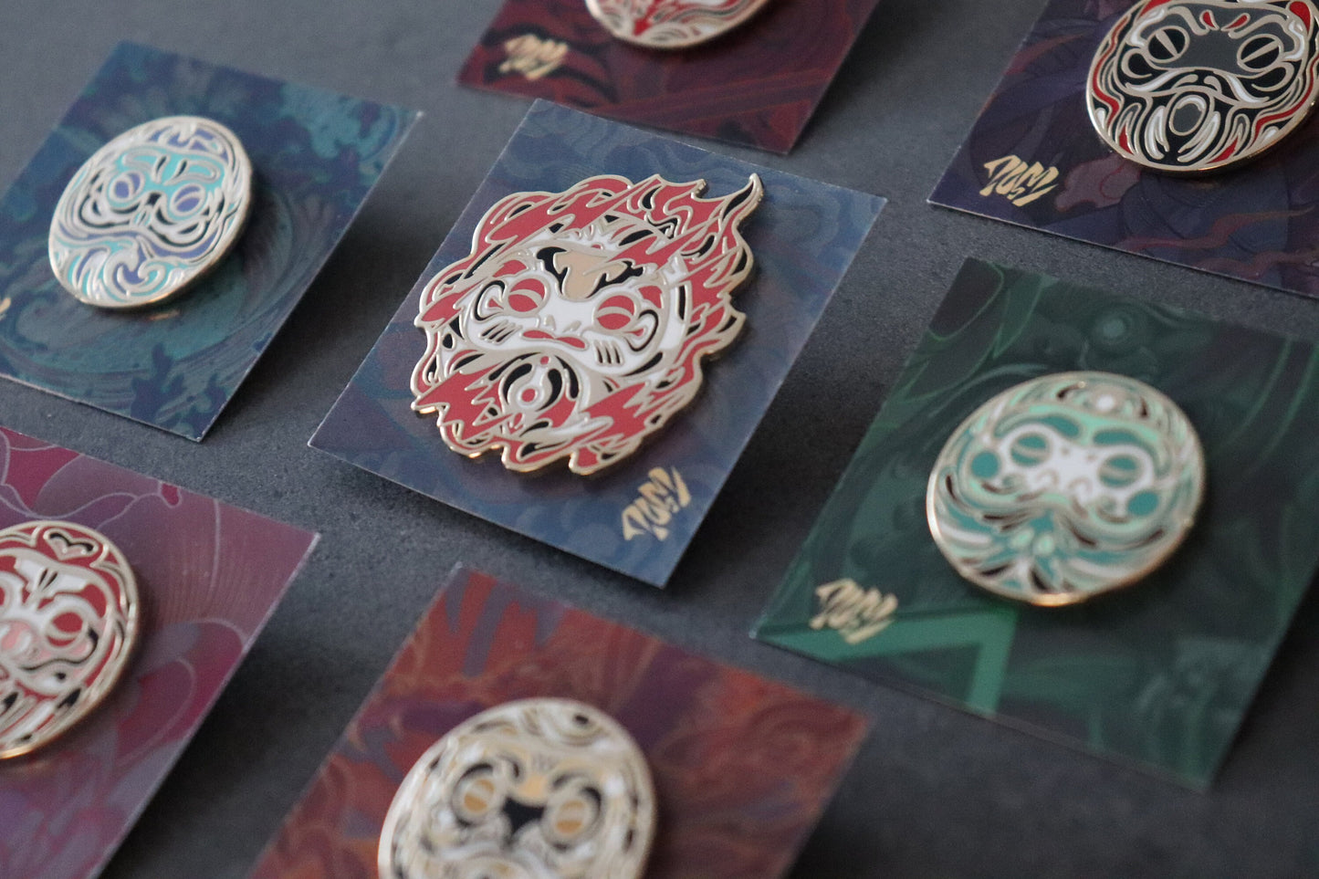 7 Pin Daruma Dolls Collection Enamel Pins