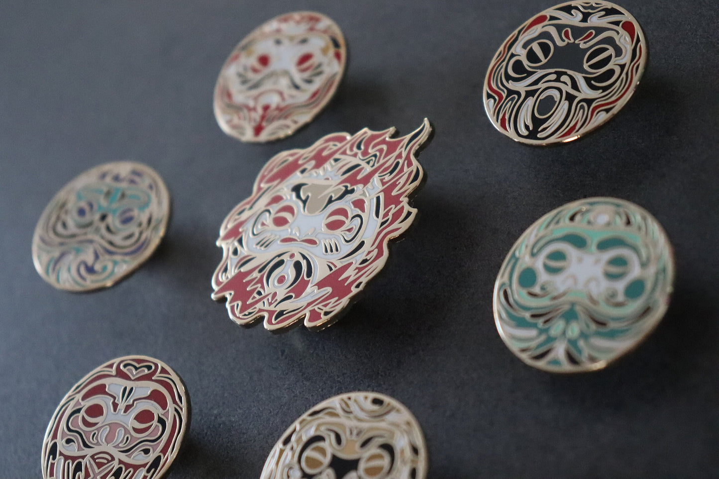 7 Pin Daruma Dolls Collection Enamel Pins