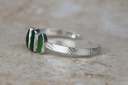 Welsh Sea Glass Textured Sterling Silver Cuff