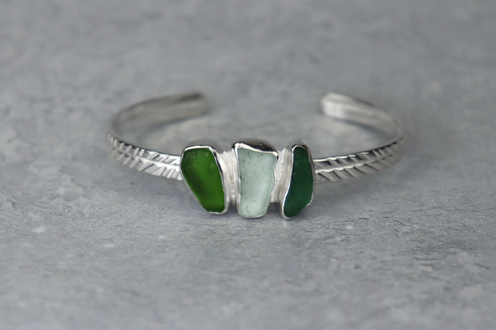 Welsh Sea Glass Sterling Silver Cuff