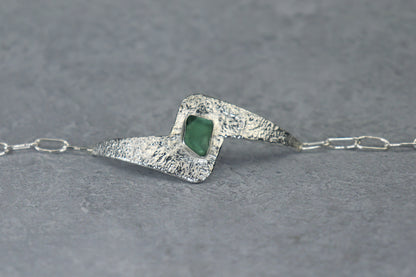Welsh Sea Glass Reticulated Sterling Silver Cuff