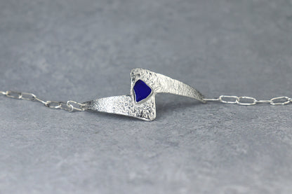 Welsh Sea Glass Reticulated Sterling Silver Cuff