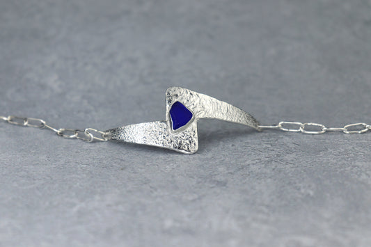 Welsh Sea Glass Reticulated Sterling Silver Cuff