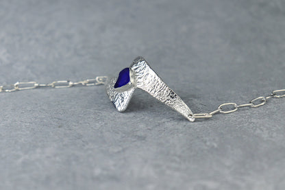 Welsh Sea Glass Reticulated Sterling Silver Cuff