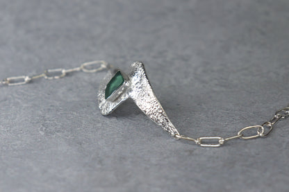 Welsh Sea Glass Reticulated Sterling Silver Cuff