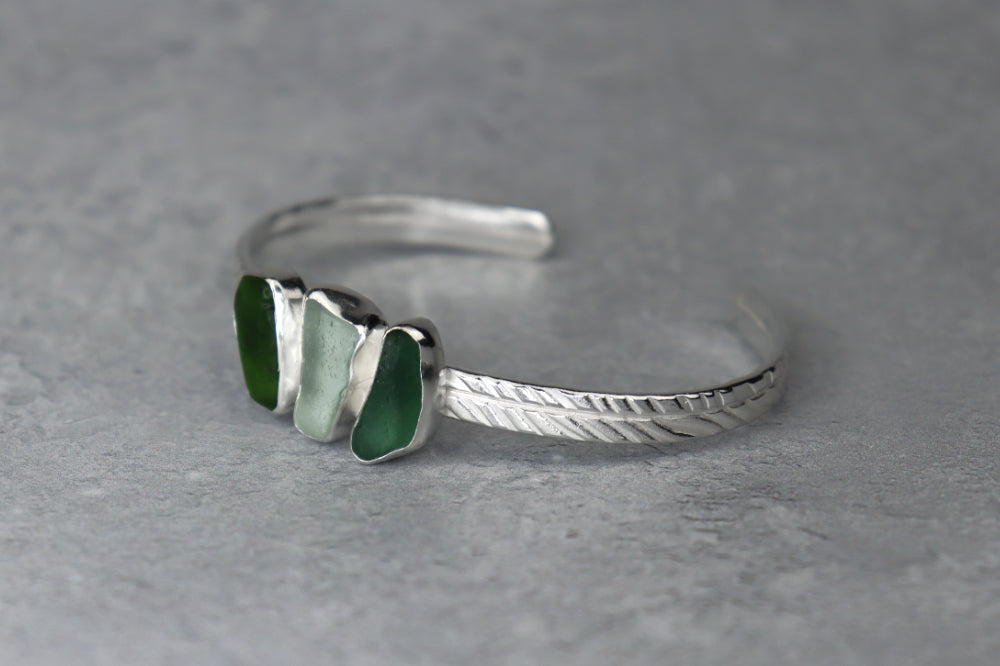 Welsh Sea Glass Sterling Silver Cuff