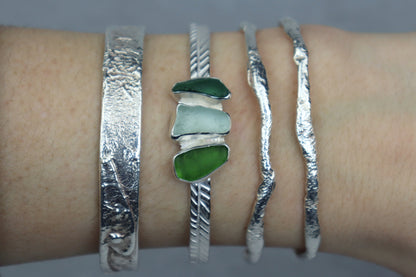 Welsh Sea Glass Sterling Silver Cuff
