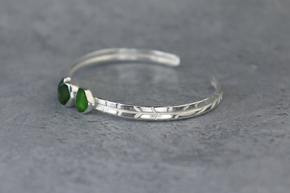 Welsh Sea Glass Textured Sterling Silver Cuff