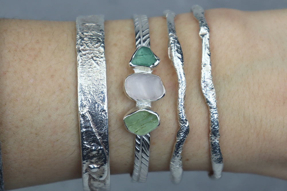 Welsh Sea Glass Sterling Silver Cuff