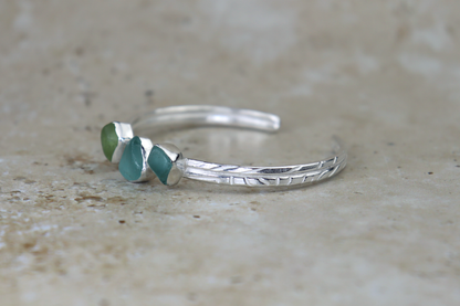 Welsh Sea Glass Textured Sterling Silver Cuff