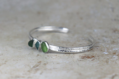 Welsh Sea Glass Textured Sterling Silver Cuff