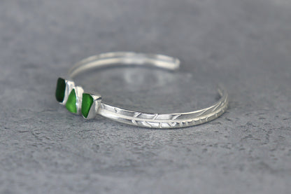 Welsh Sea Glass Textured Sterling Silver Cuff